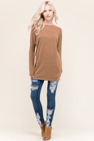 SOLID LONG SLEEVE DOLMAN TUNIC