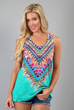 FEATHER SUBLIMATION KNIT RACERBACK TANK TOP