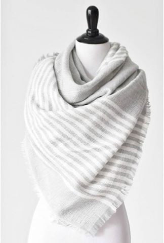 Grey Stripe Blanket Scarf